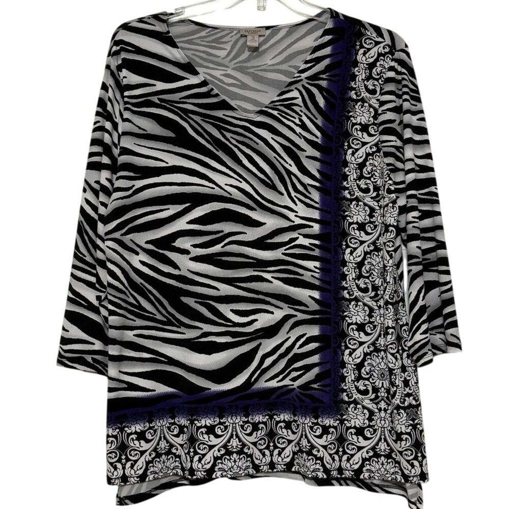 Chico's Black & Gray Multi-Print Knit Tunic, Size 3/XL
